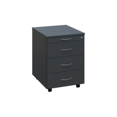 BKC 2 - 01  kontejner pojízdný, 4-zásuvkový, deska 25 mm, centrální zámek, lamino - antracit